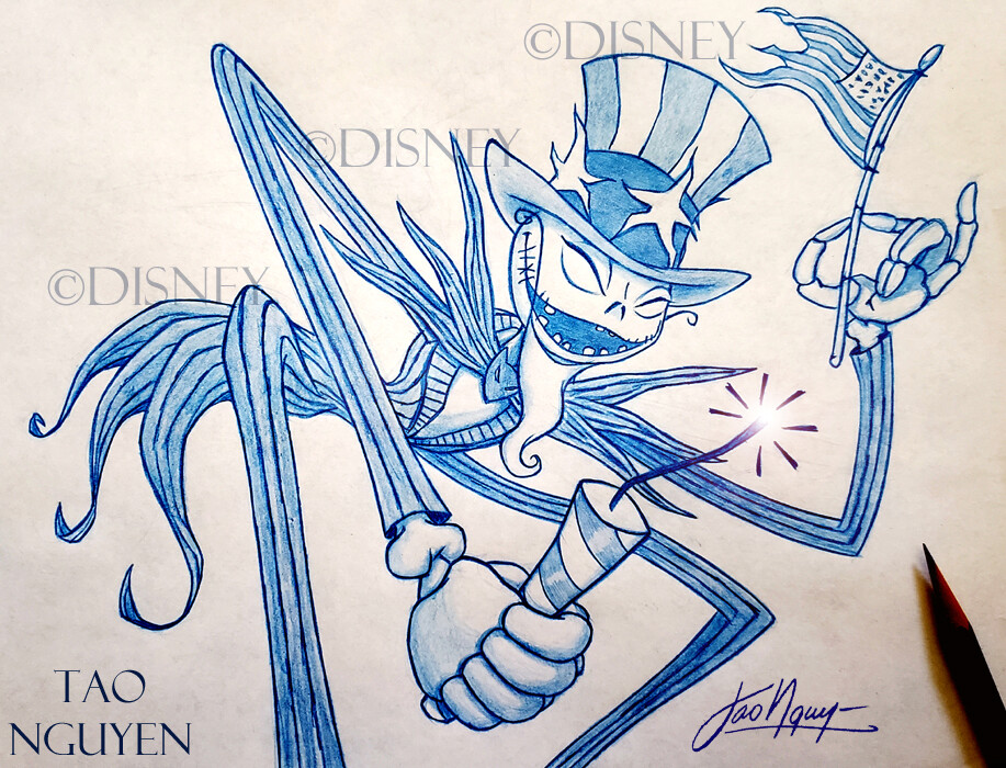 Artstation Tao Nguyen S 4th Of July Jack Skellington Drawing