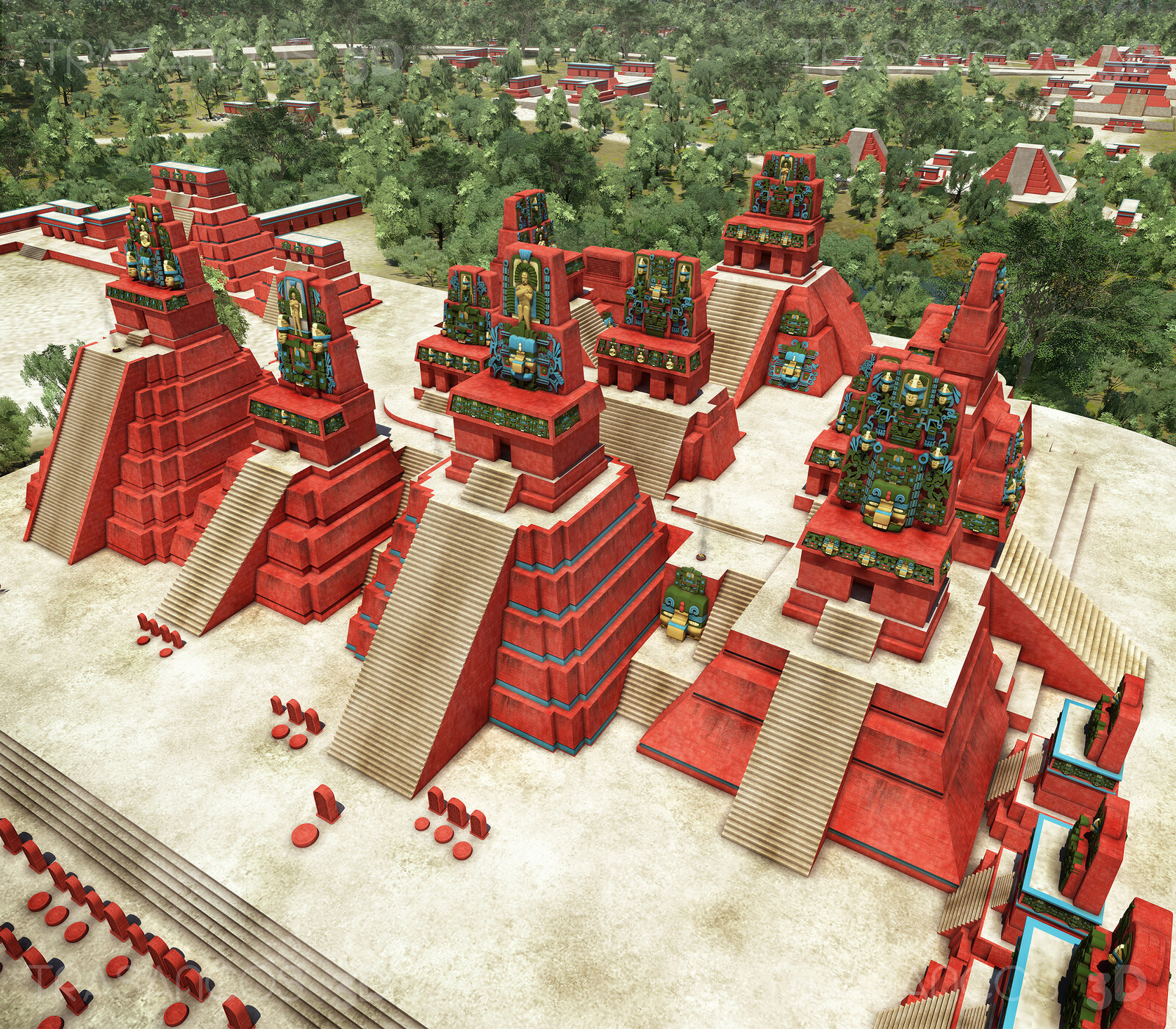 View of the North Acropolis of Tikal.
Modeled in collaboration with:
- Andrés Armesto