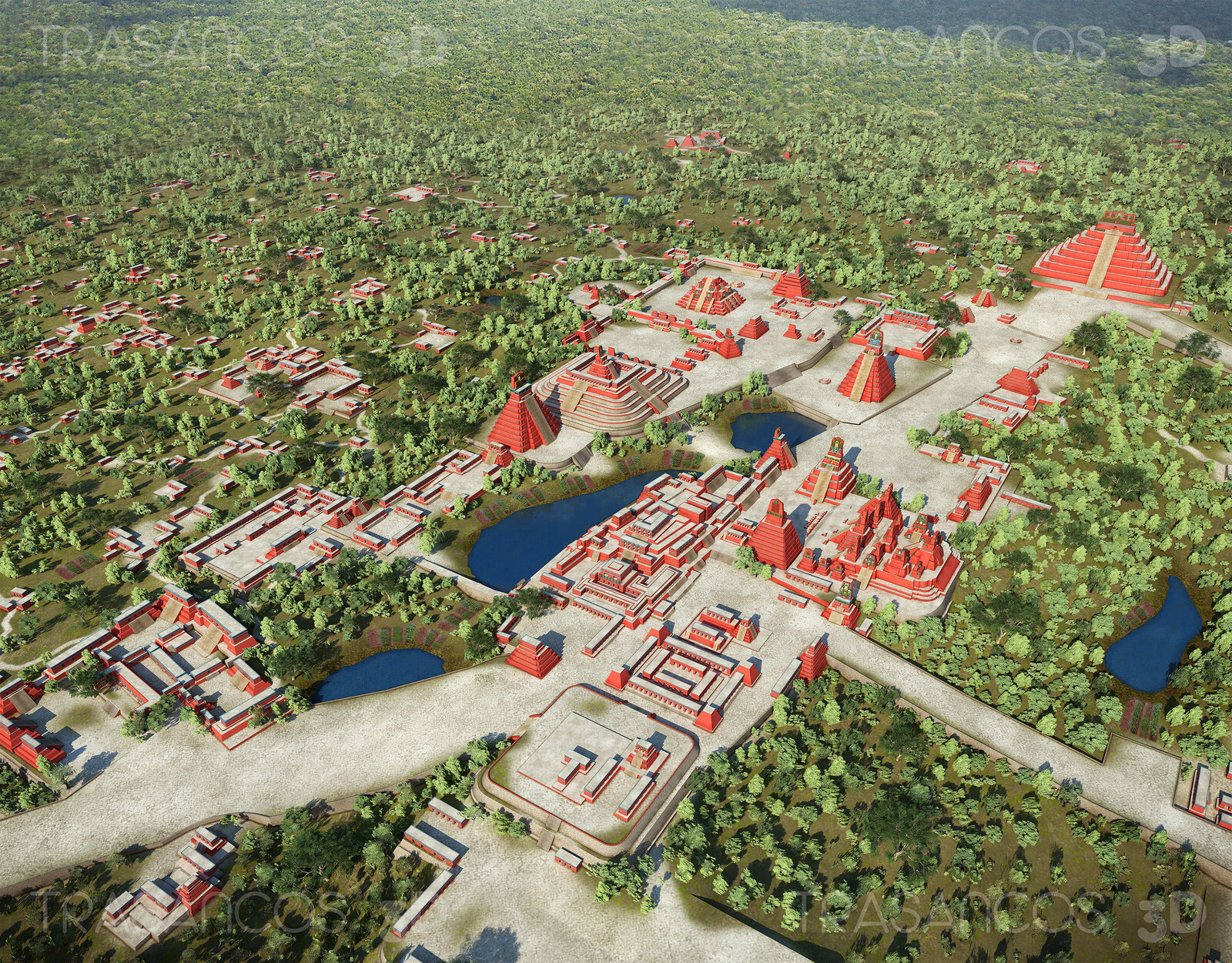 Aerial view of the reconstructed mayan city of Tikal, in Guatemala.
Modeled in collaboration with:
- Andrés Armesto
- Alejandro Soriano
- Carlos Paz
- Diego Blanco