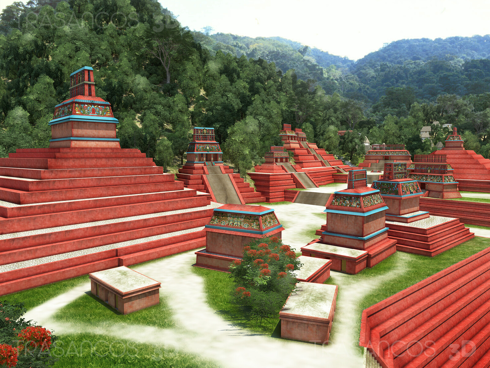 View of the Cruz Complex temples in Palenque.
Modeled in collaboration with:
- Andrés Armesto
- Alejandro Soriano