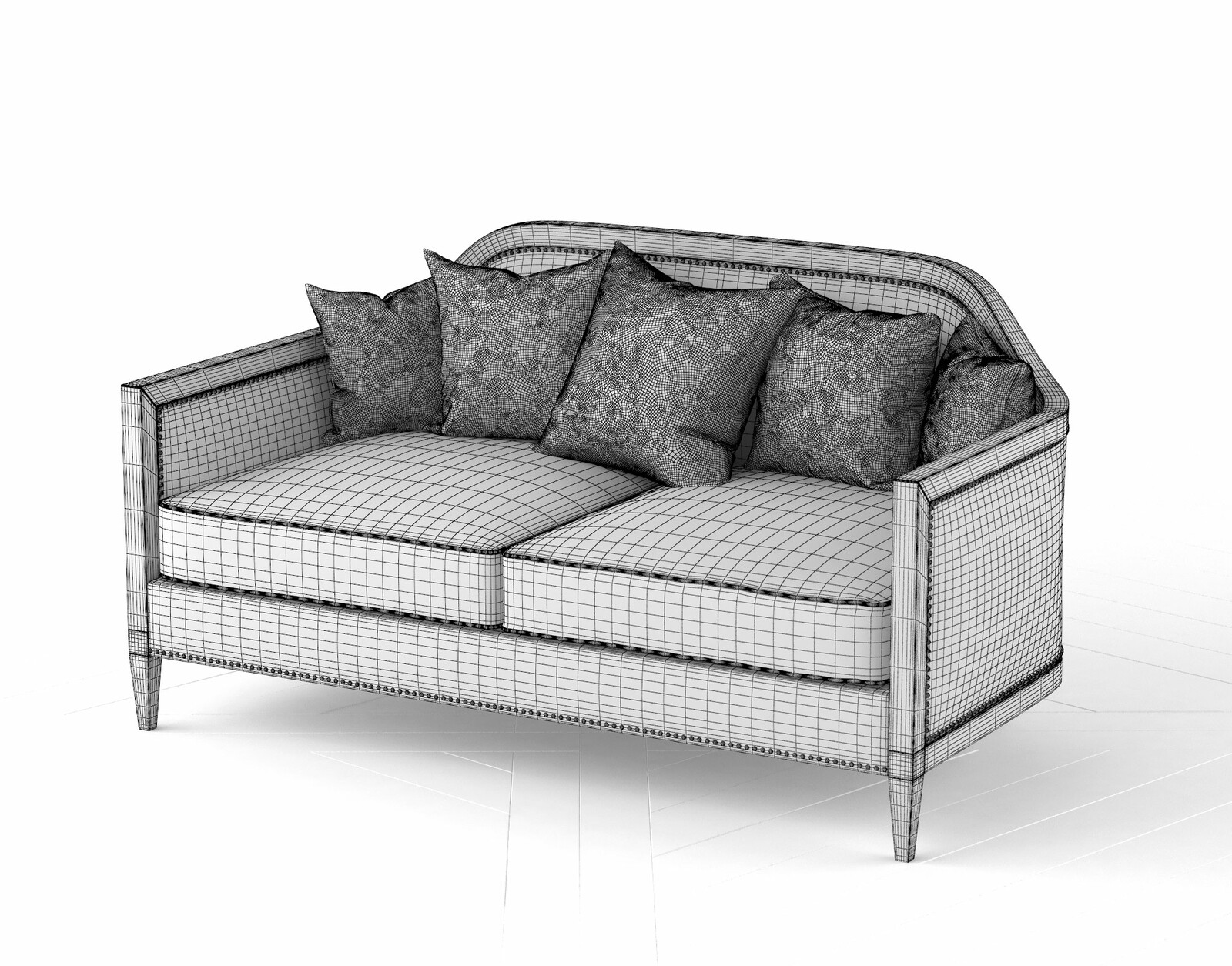 Wireframe rendering of the Mollis Loveseat