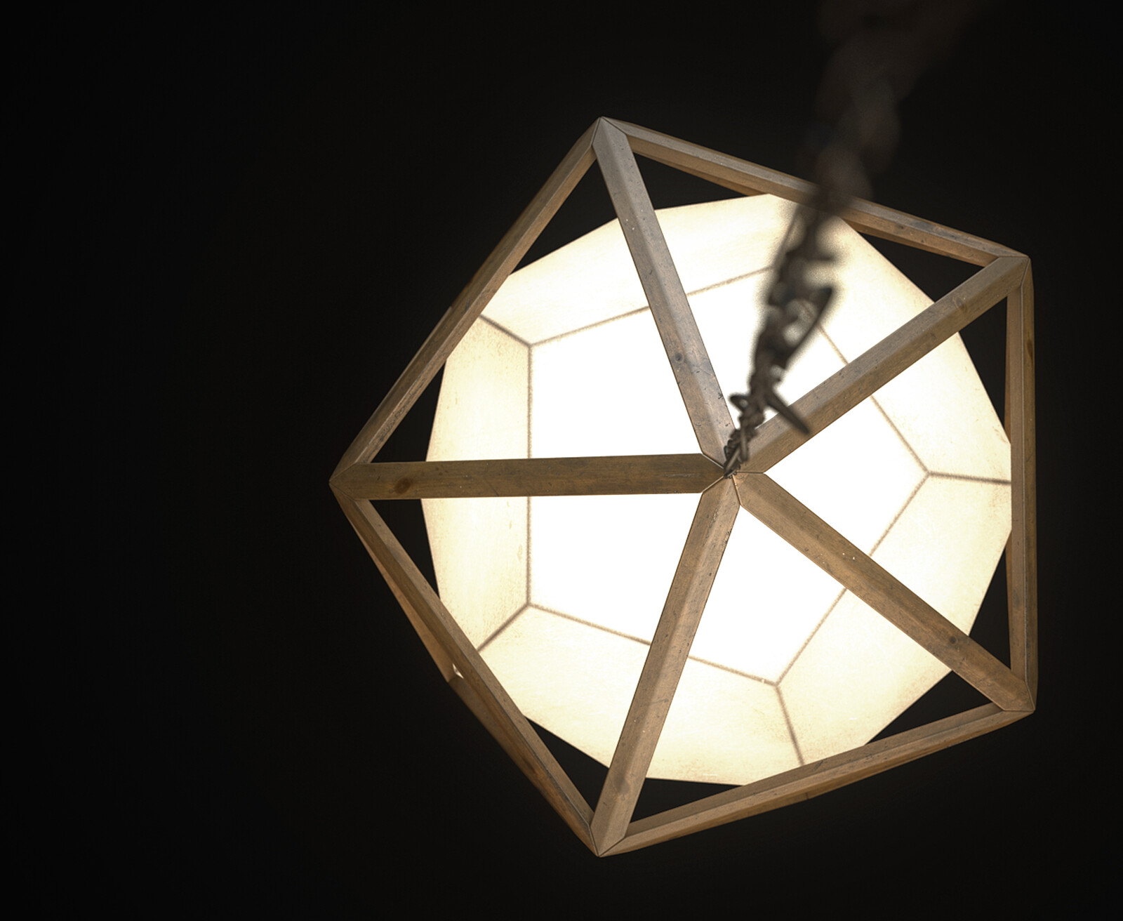 Overhead perspective rendering of the Icosa chandelier.