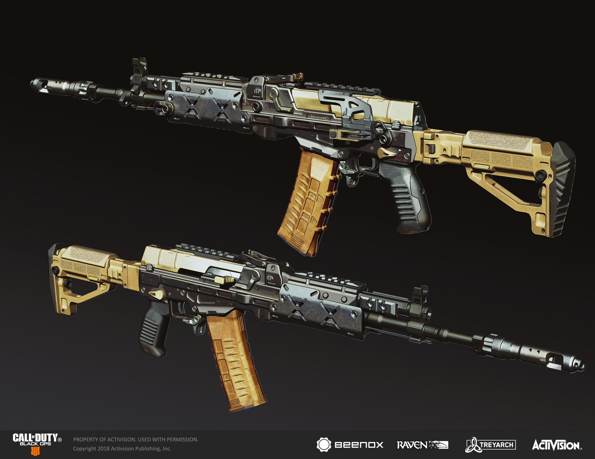 Call of Duty Black Ops 4 Weapon Concept KN-57 and full attachment kit.