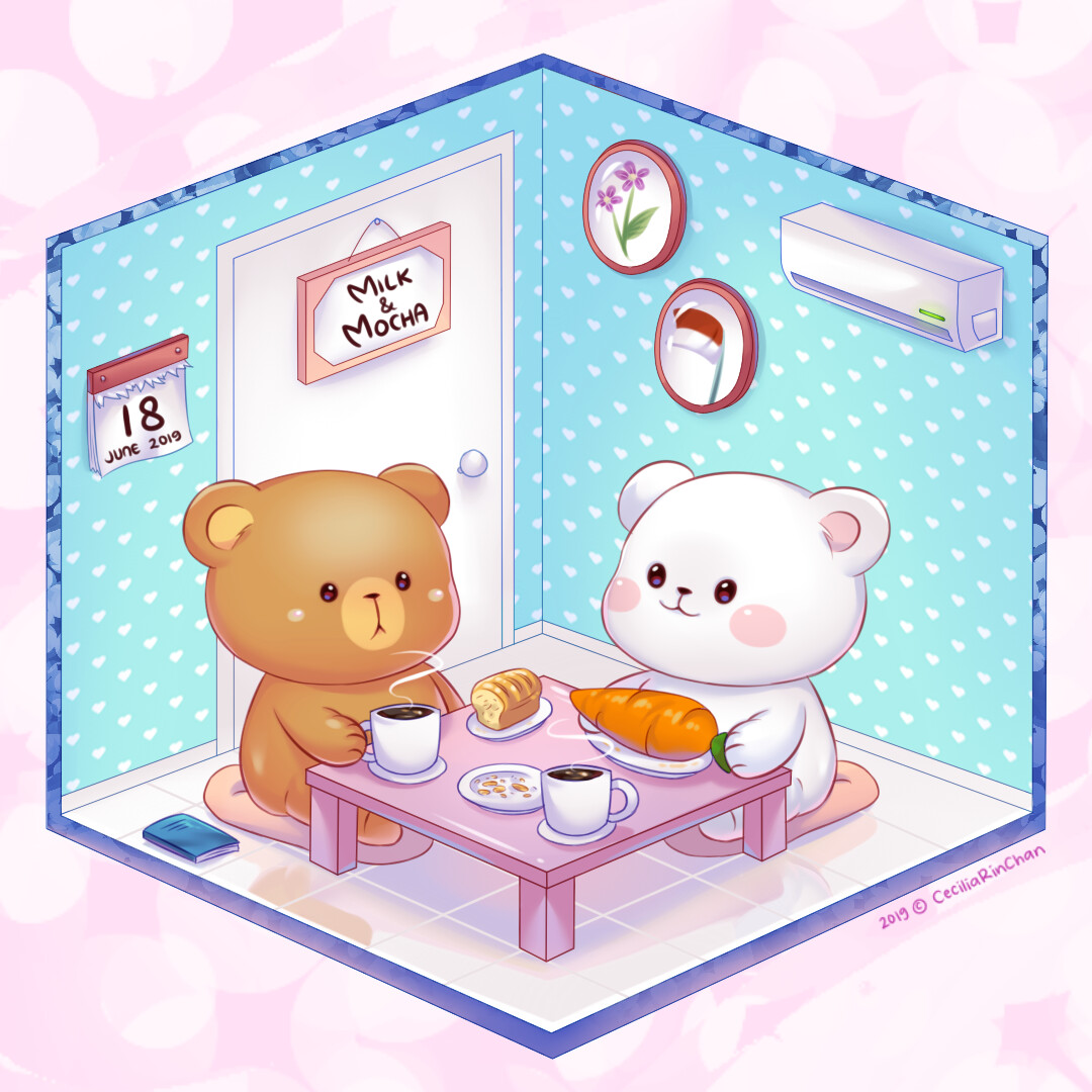 milk and mocha stuffed animals