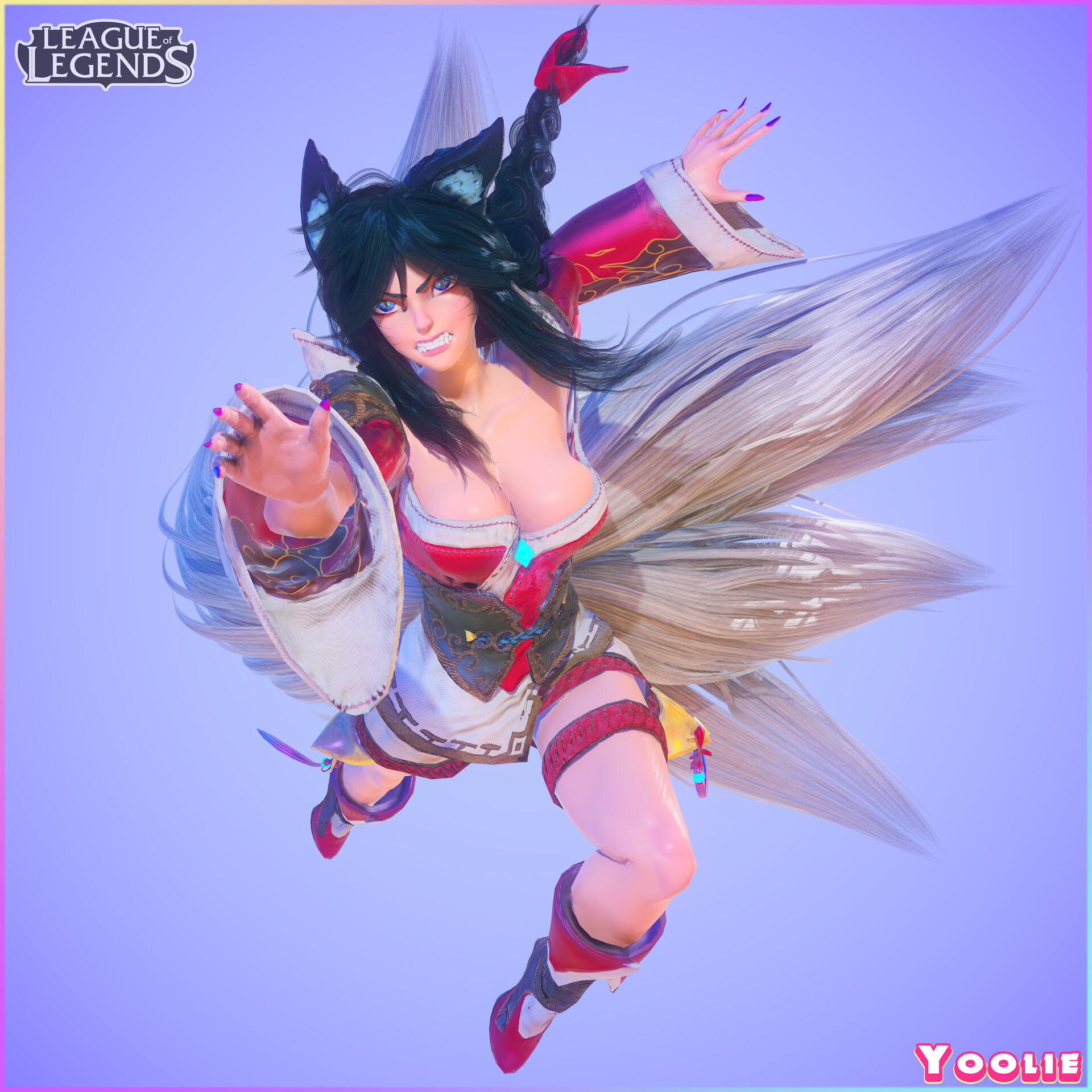 Artstation League Of Legends Ahri 3d Game Model Commission