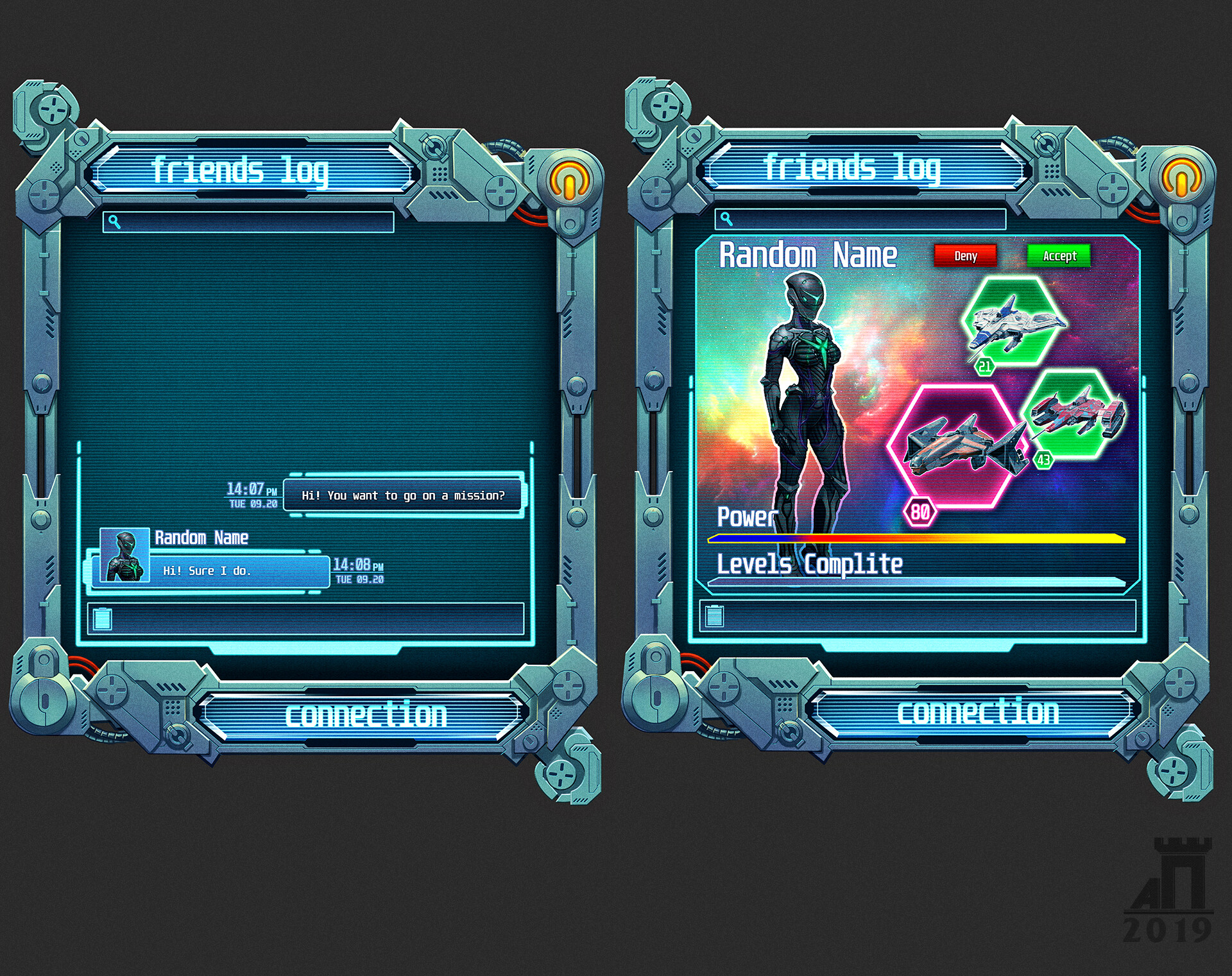 Steel Bolt - Login screen UI for fantasy-style mobile game