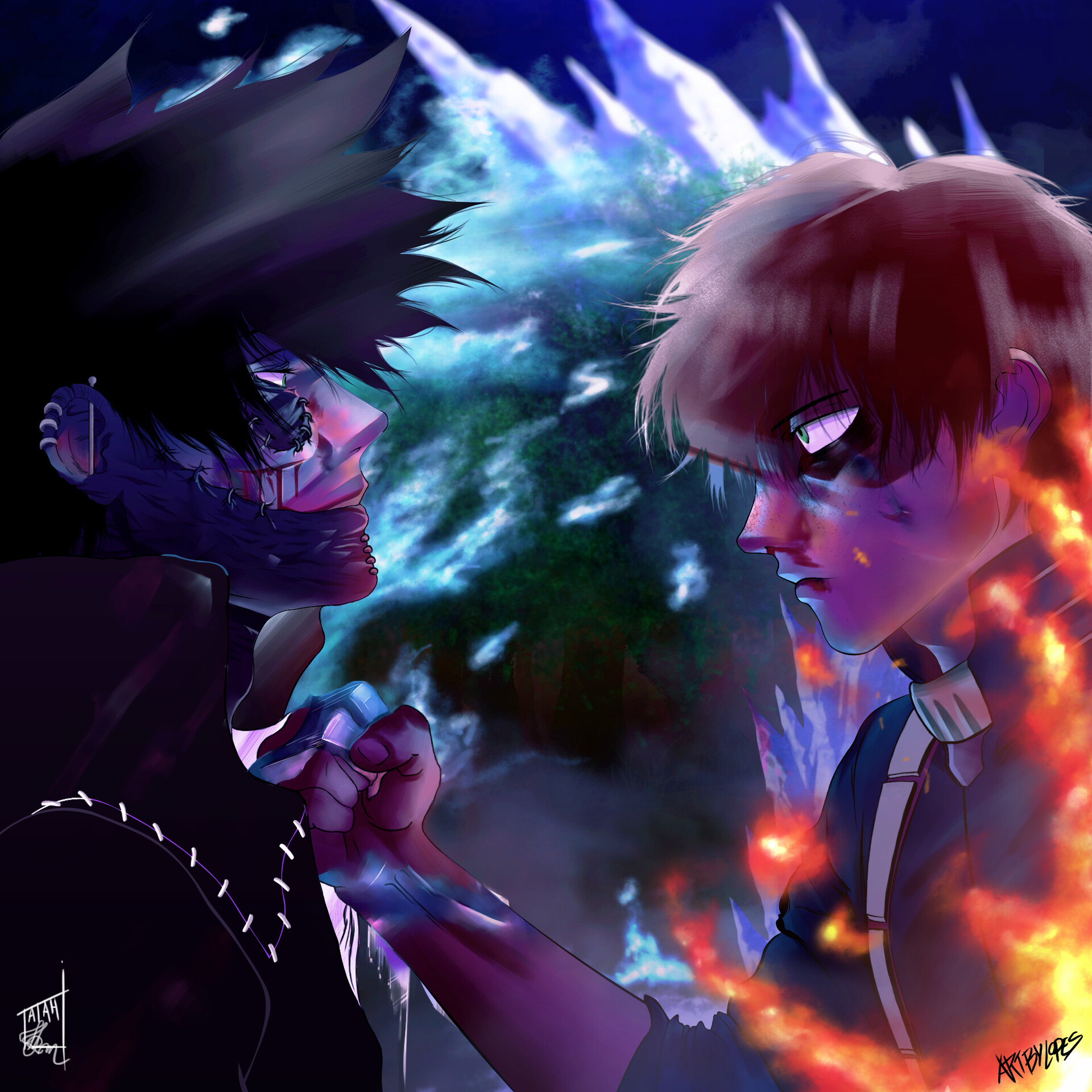 Gustavo Lopes Dabi Shoto Todoroki Collab With Tatathi Todoroki shouto desktop wallpapers, hd backgrounds. gustavo lopes dabi shoto todoroki