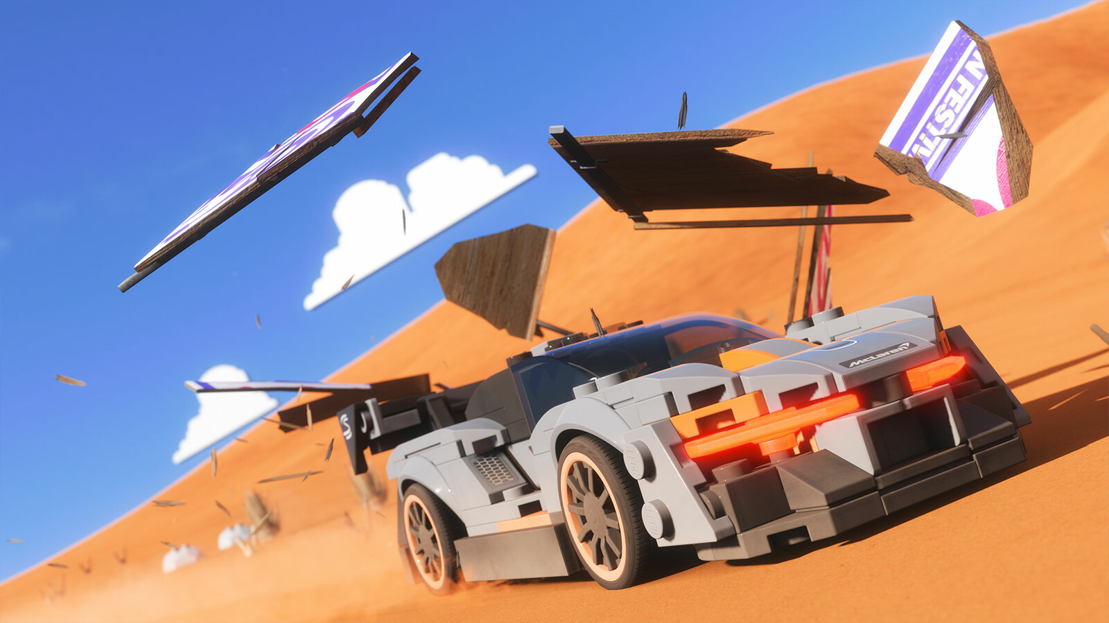 The way dust lands on the car is a reminder of its actual scale.