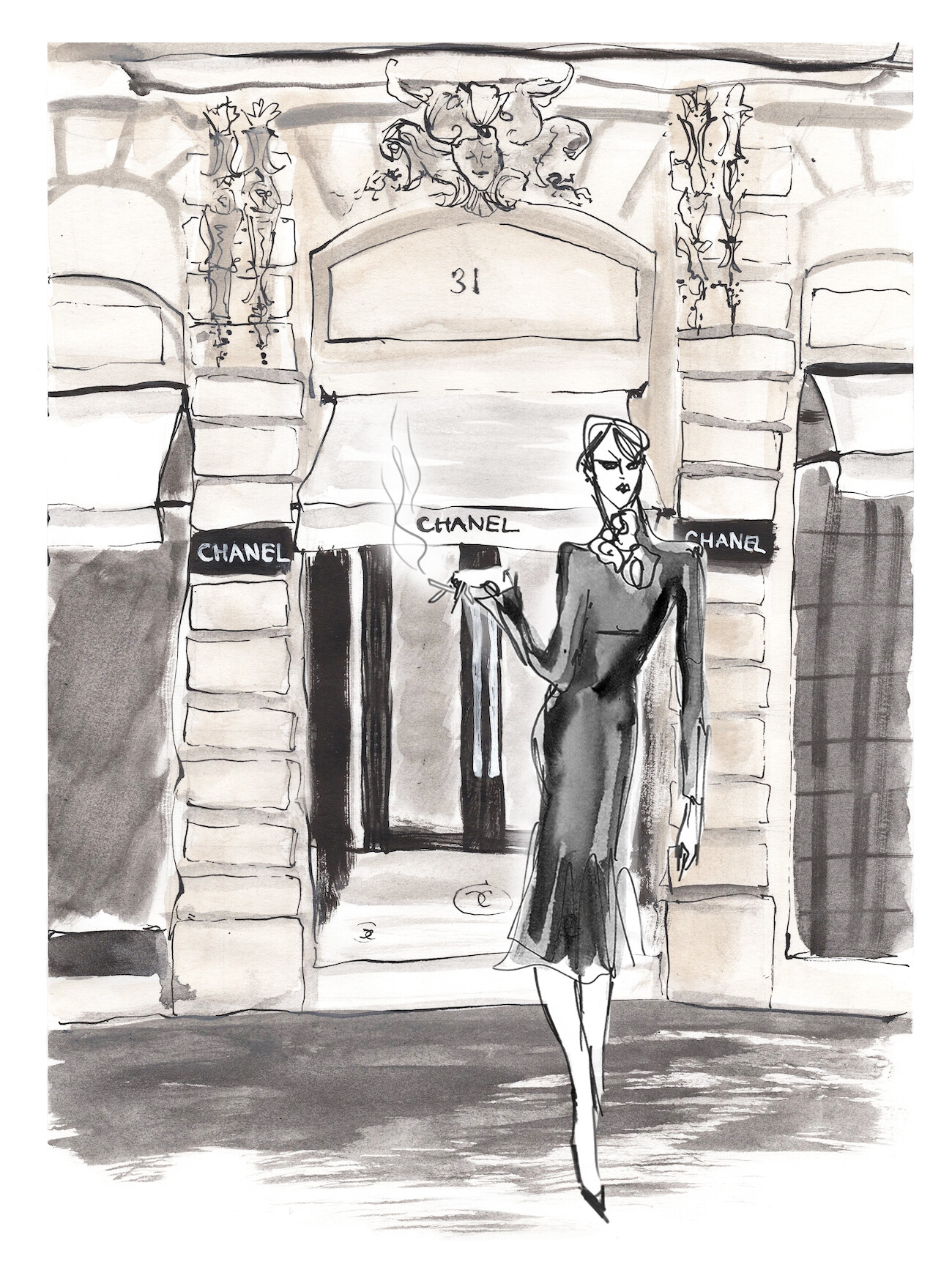 Anna Sancewicz - Fashion Illustration - Chanel, Rue Cambon
