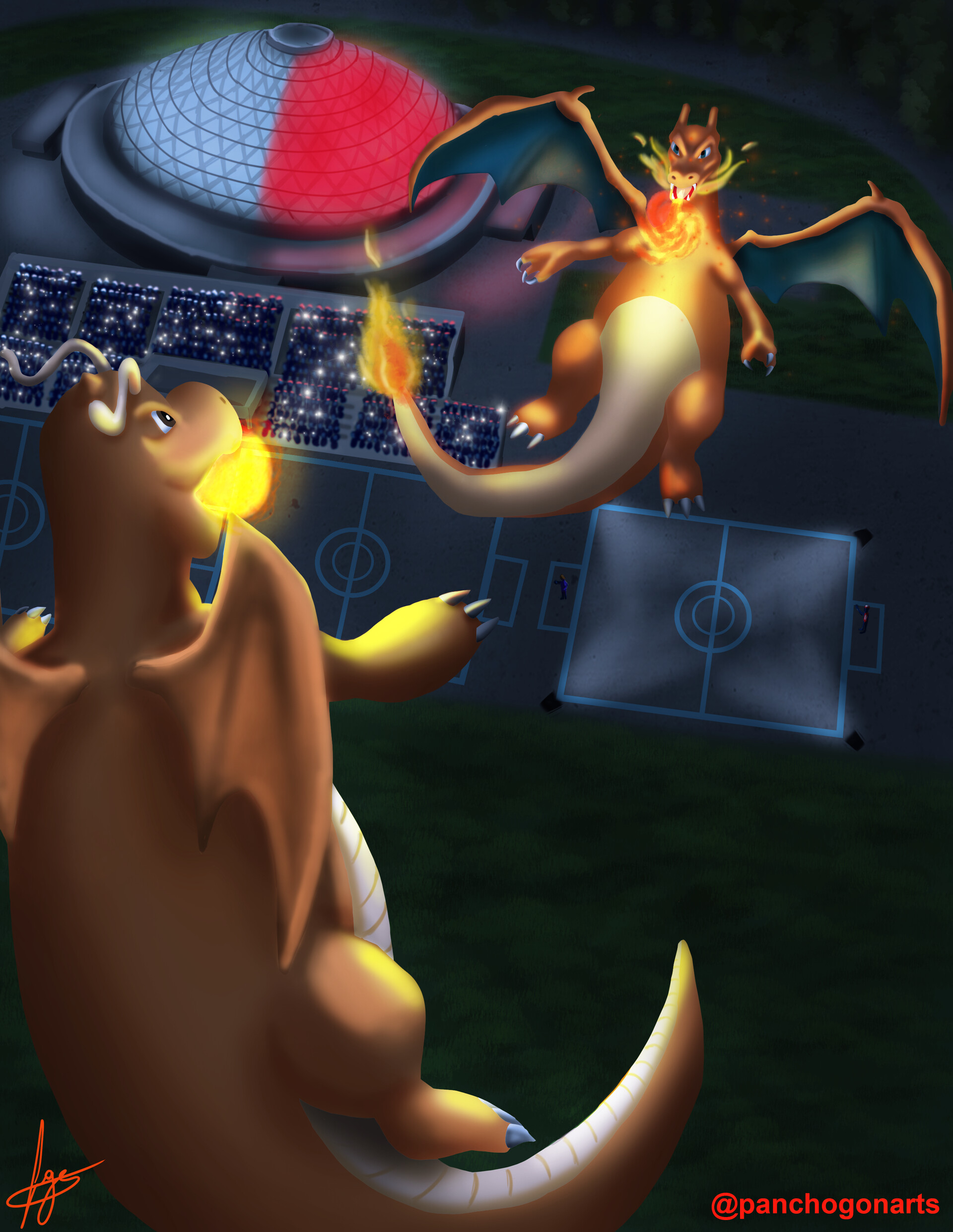 Artstation Pokemon Chile Charizard Vs Dragonite Francisco Gonzalez