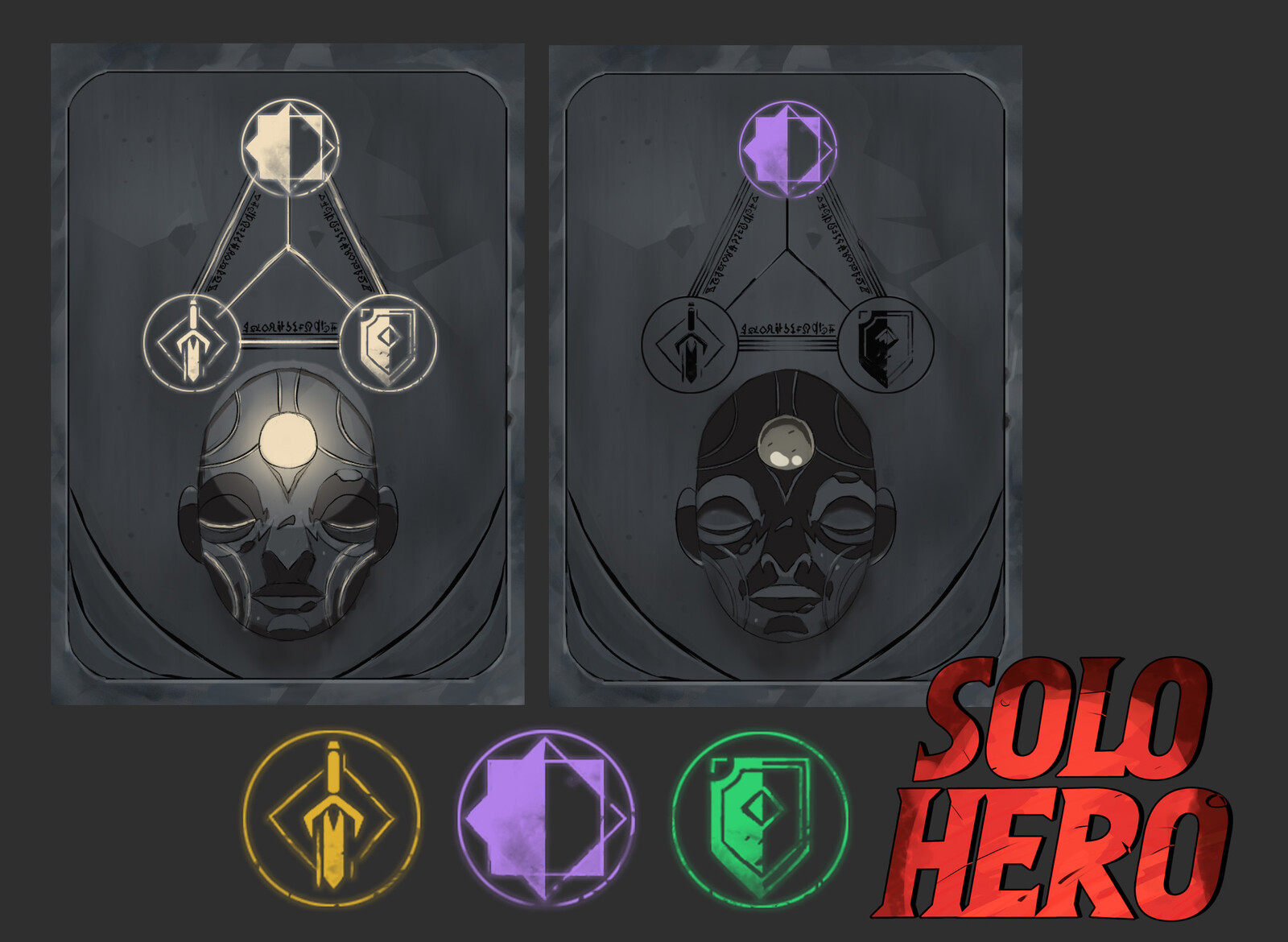 Encounter action cards, the one on Left is the critical effect of all runes activating