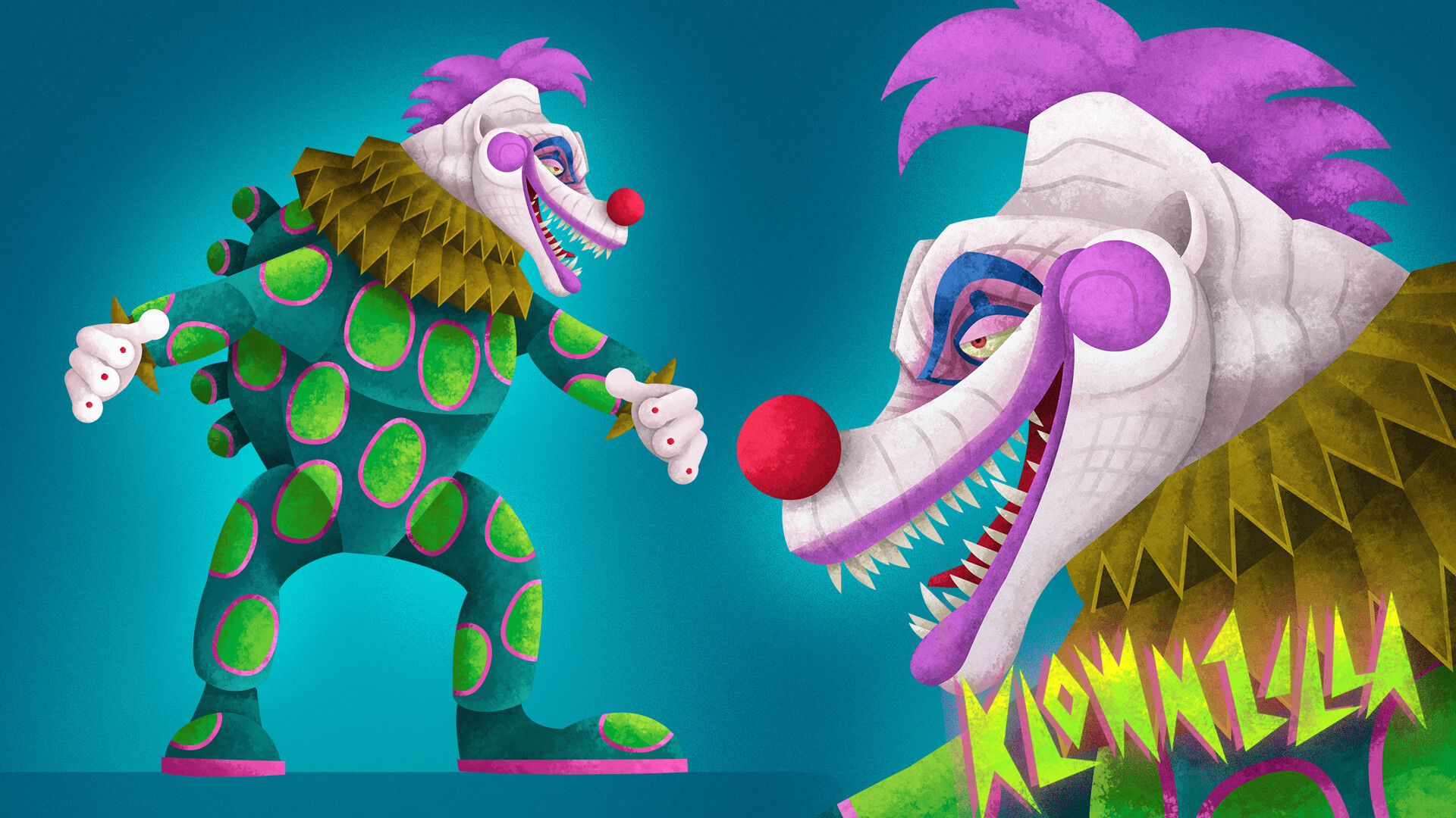 Клоун пасхалка. Killer Klowns from Outer Space Klownzilla. Клоун. Динозавр клоун. Клоуны из космоса.
