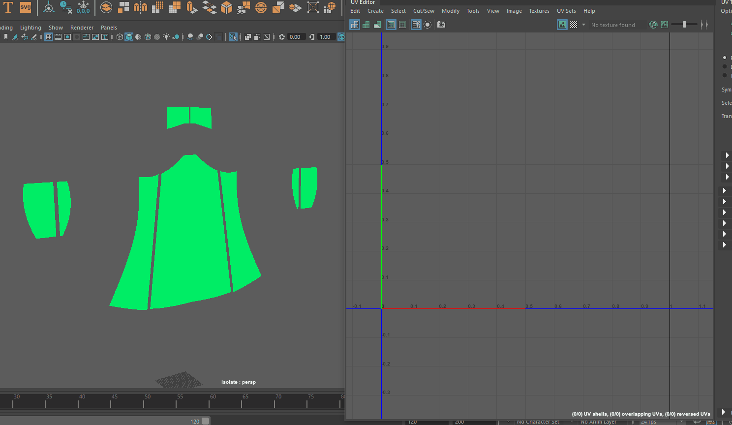 The last mesh we need for this to work properly is a clean quad version of the flattened mesh. I used ZRemesher in Zbrush for quick clean quads. However using this process, we have 2 problems. We lose UVs and we have no quads in the shape of the dress.