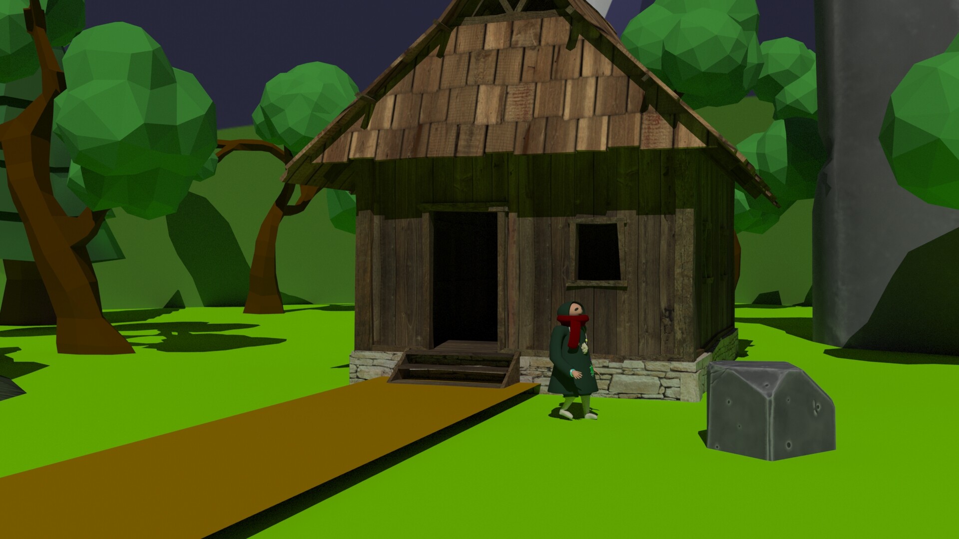 Maria Surinyac Humanoid With Cabin In The Woods Animation