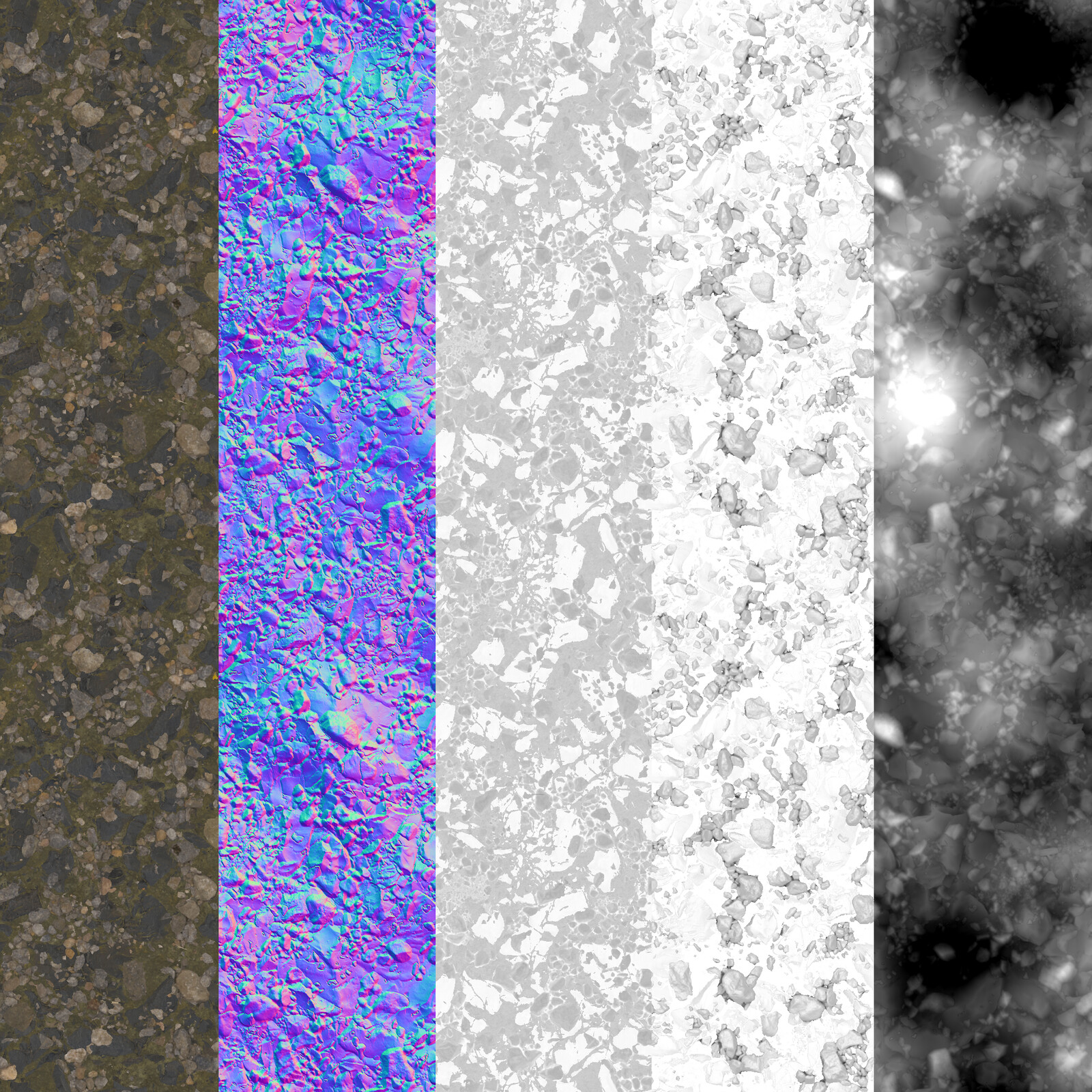 Left to Right: Albedo - Normal - Roughness - AO - Displacement