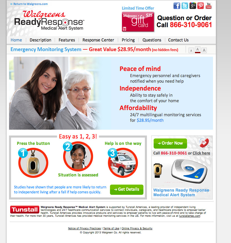 Walgreens Ready Response site. Partial Design and coding.