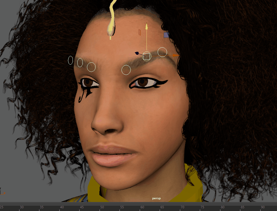 I also created a wire deformer with some clusters along the eyebrows that could be manipulated for some other more expressions.