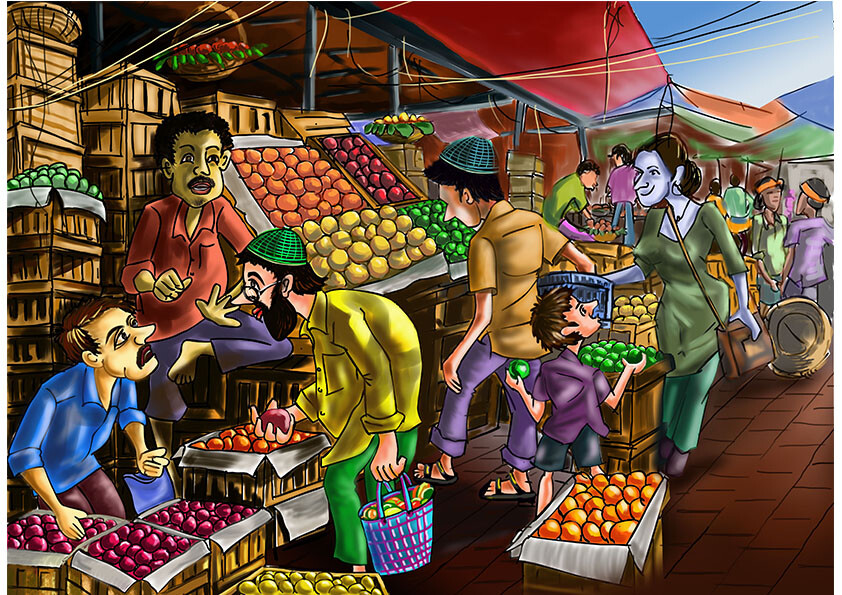 Vegetable Market Painting by Shreya Pote