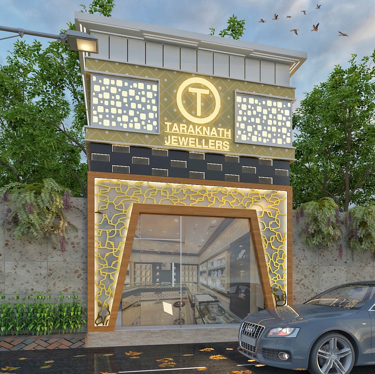 Jewellery showroom top front elevation
