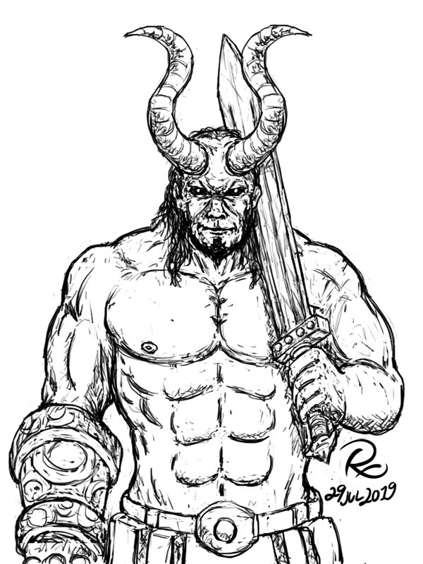ArtStation - Hellboy and the Excalibur Sketch
