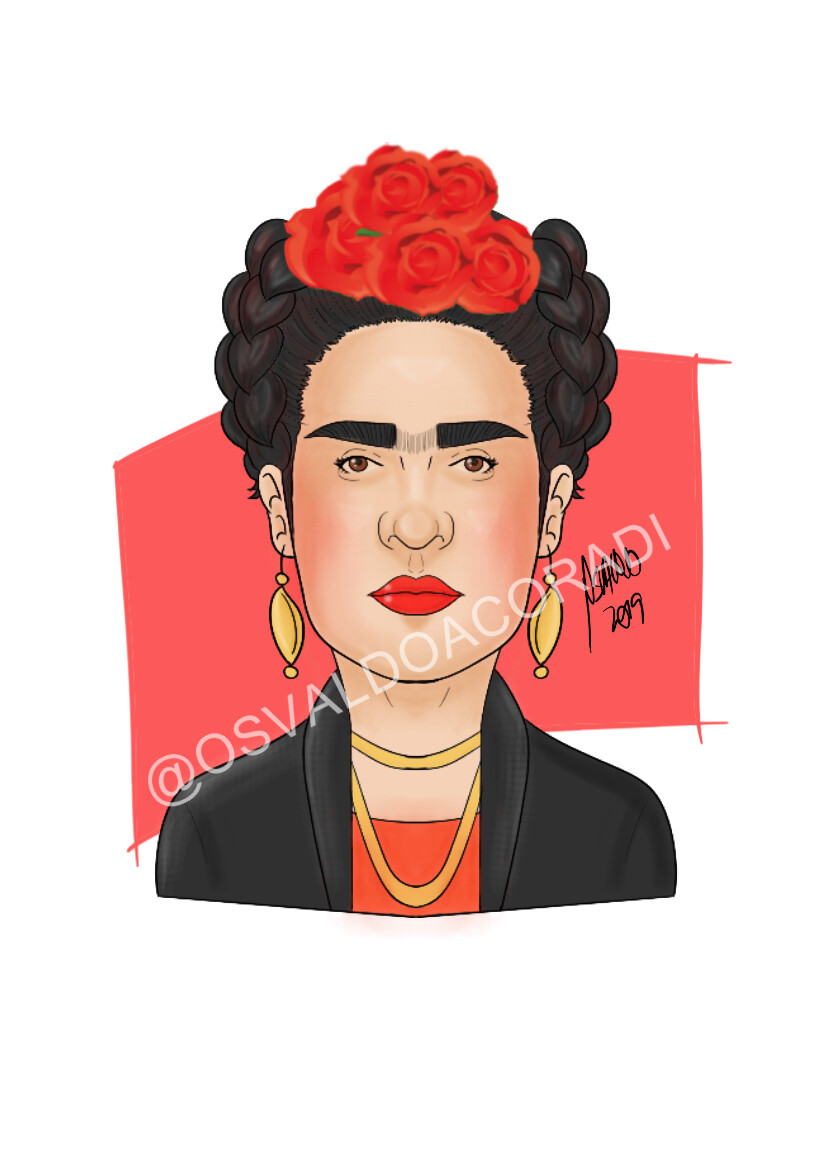 Artstation Caricatura Frida Kahlo Osvaldo Coradi