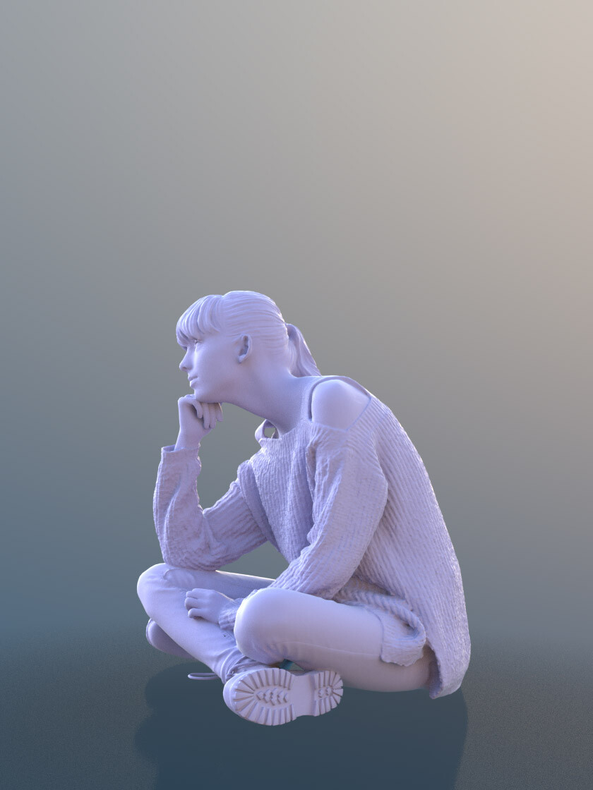 Artstation 10728 Lisa Sitting Casual Kid 3d People