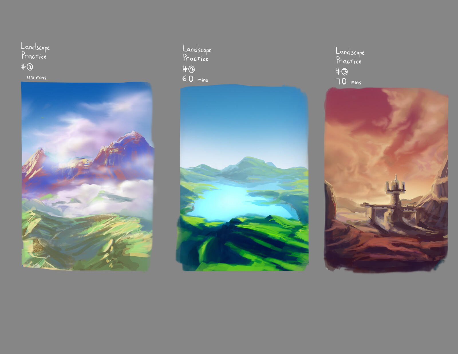 Landscape practice with a focus on using colors I don't often access.