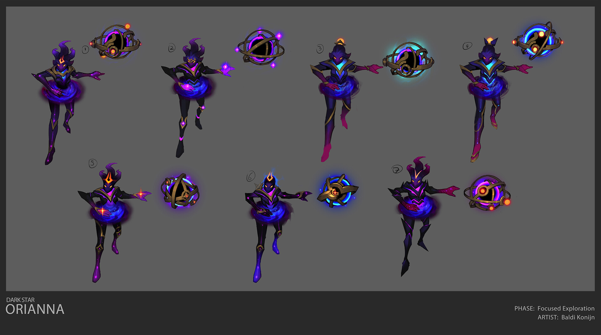 some of the more focused design exploration sketches for Dark Star Orianna