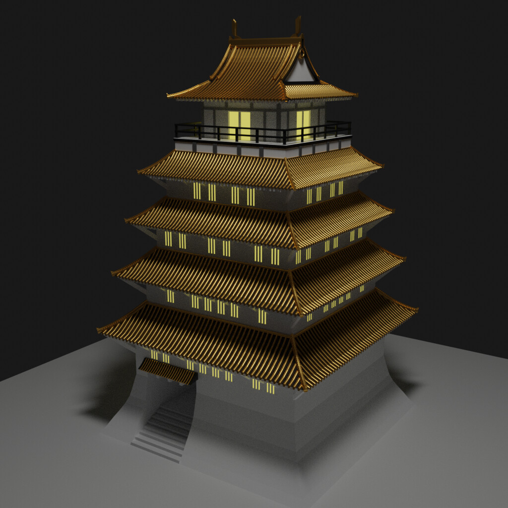 Artstation Low Poly Japanese Castle 3d Model Y0uka1 ヨウカイ