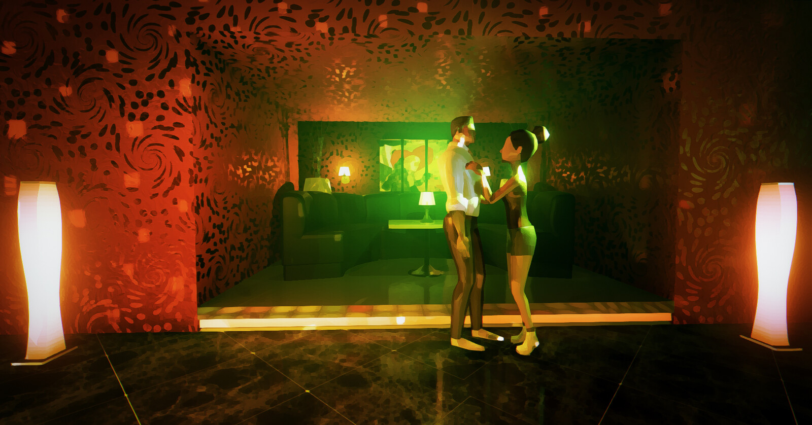 The environment is full of  lucid colors and vivid lights, but at the same time it should give us a deep gloom.