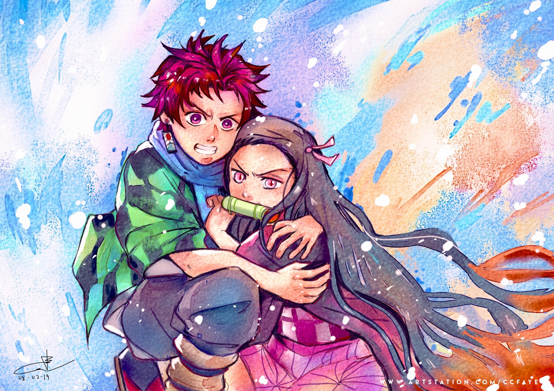 Artstation Demon Slayer 鬼滅の刃 Digital Watercolor Charlotte