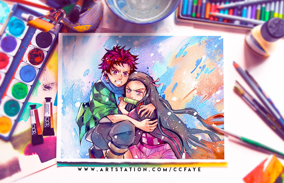 charlotte faye chua demon slayer 鬼滅の刃 digital watercolor