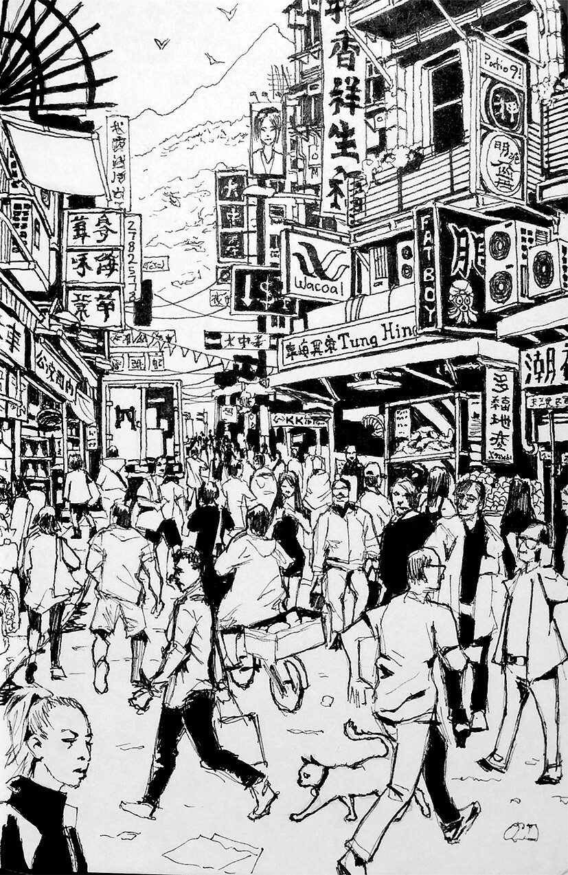 Busy street | Sketch book, Busy street, City