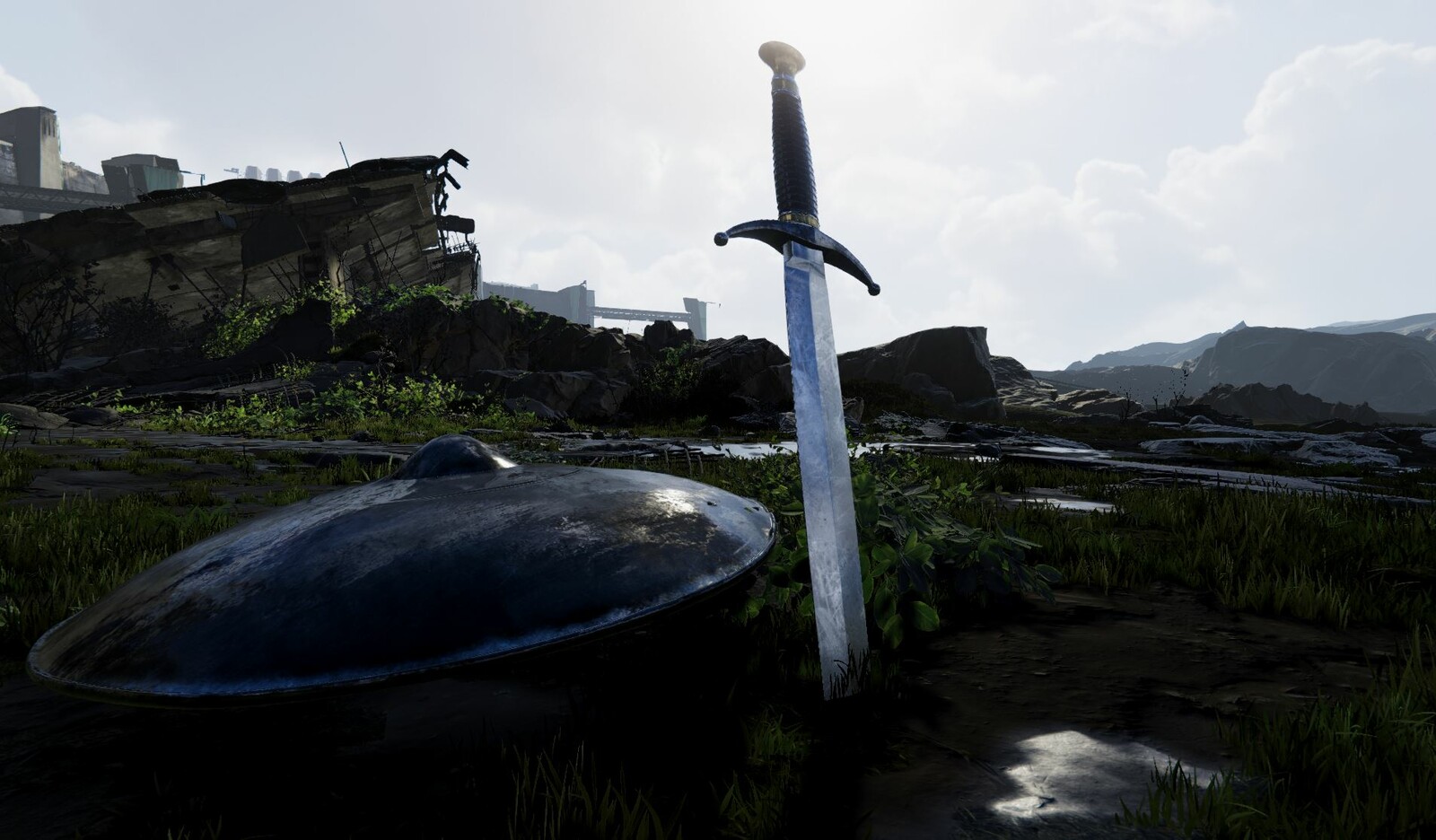I modeled and texture this sword and shield. The environment is the Adam environment from Adam. I just used it to stage the piece is and light them. 