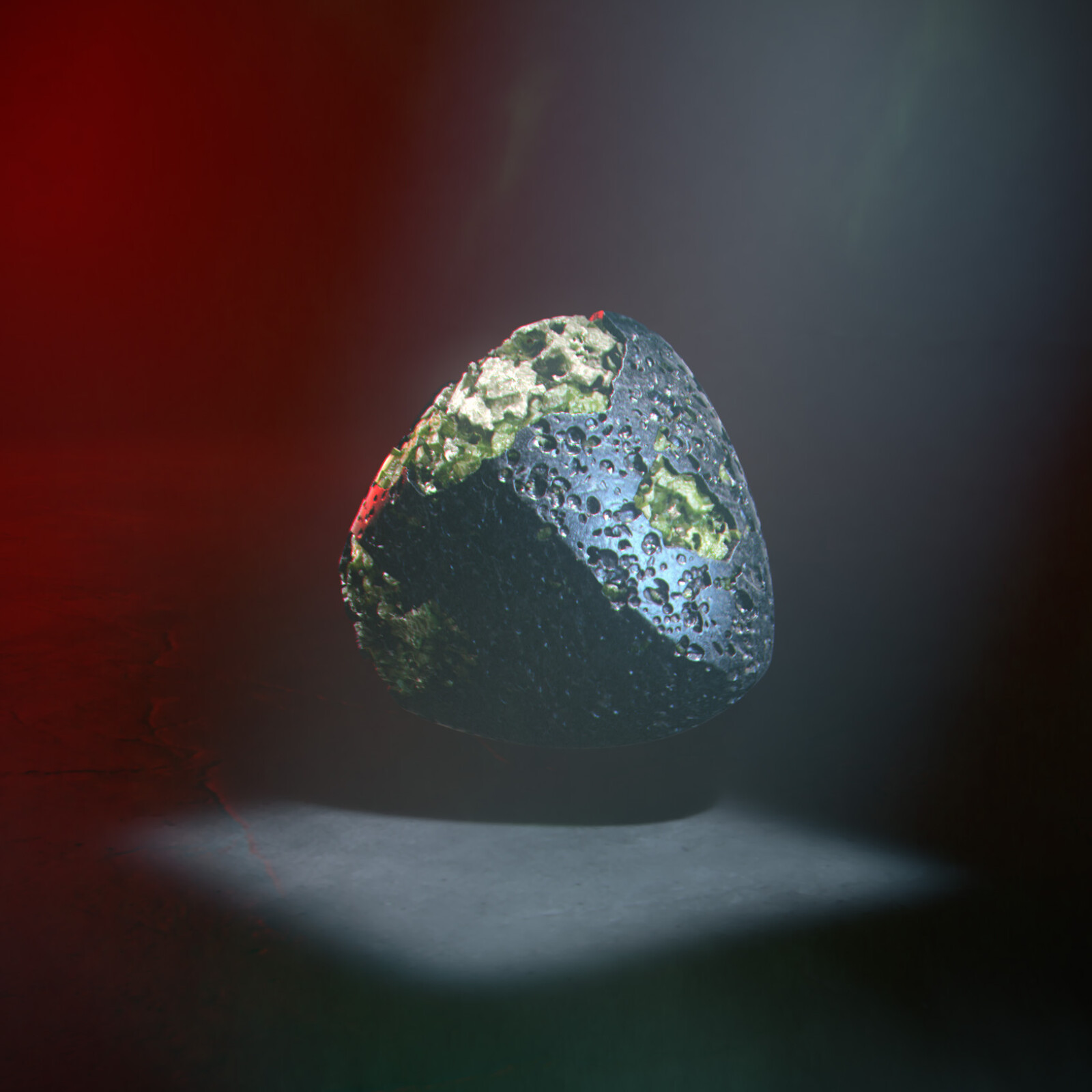 Render / fully procedural  Peridot melted in Lava