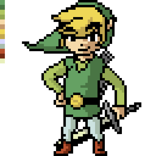 Legend of Zelda Link pixelated illustration, The Legend of Zelda