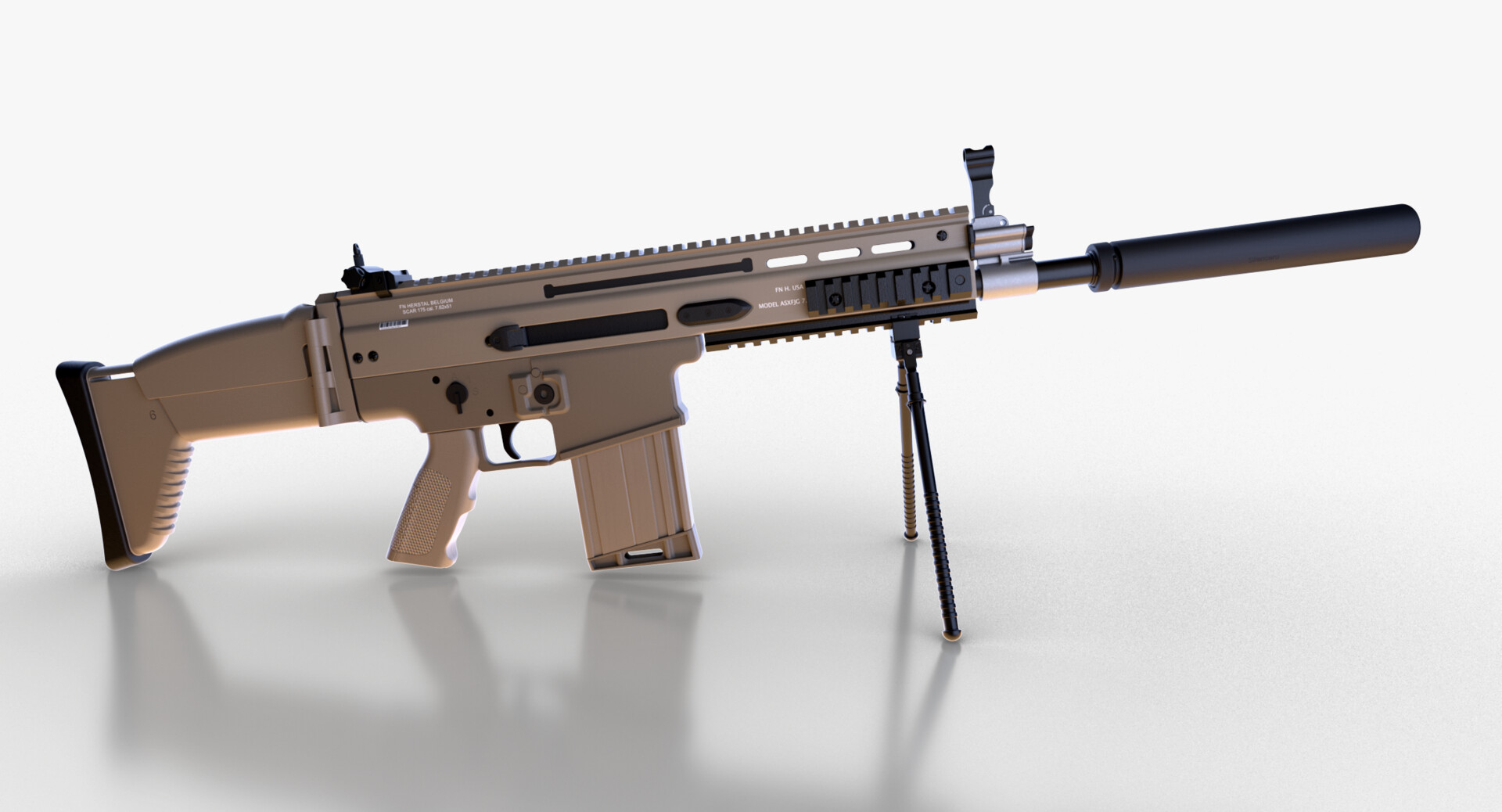 Artstation Scar H Assault Rifle Model With Silencer And Bipod Marcel Schulz