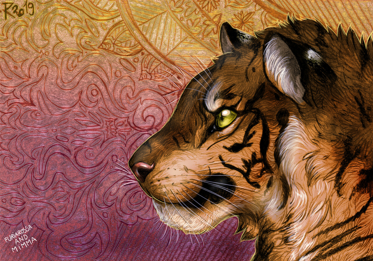  Artfight revenge! Tigress gal, a character by Smilofelinae, drawn with pencil + ballpoint pen and colored in digital with Gimp.