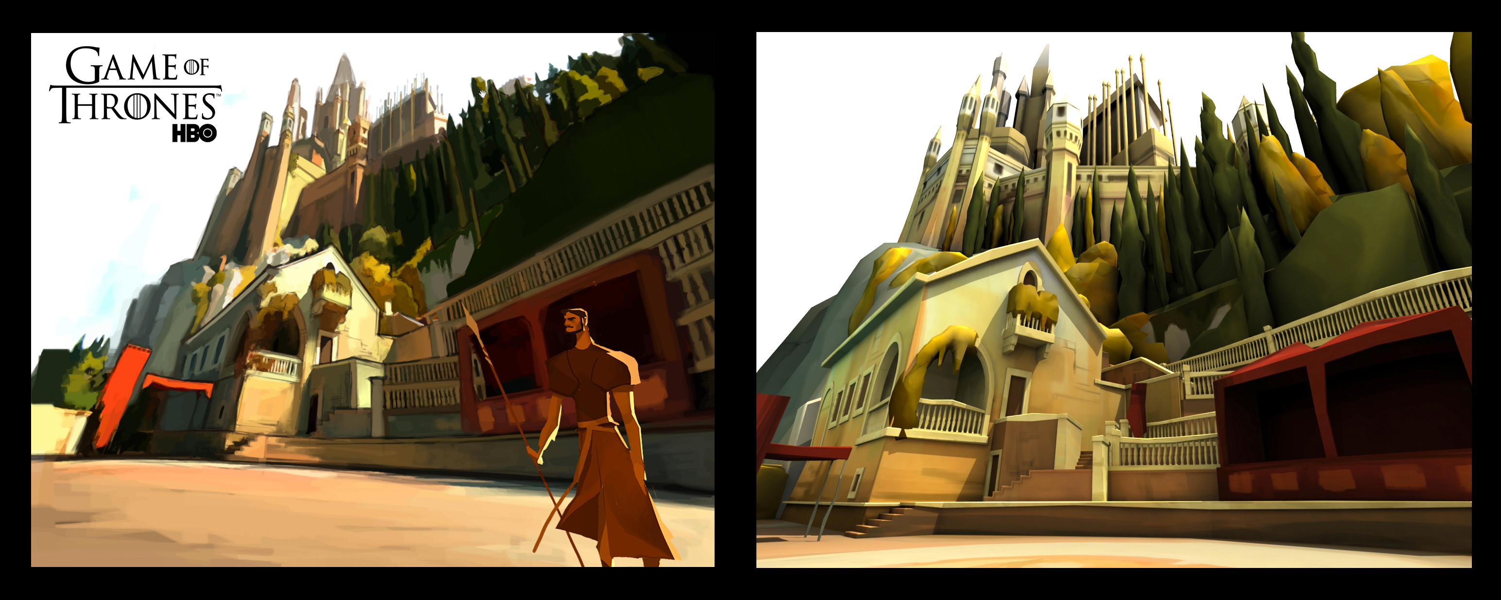 Arena | I've painted the Concept (Left Image) &amp; created the matching 3D Model (Right Image). The character  is a concept by Claire Hummel