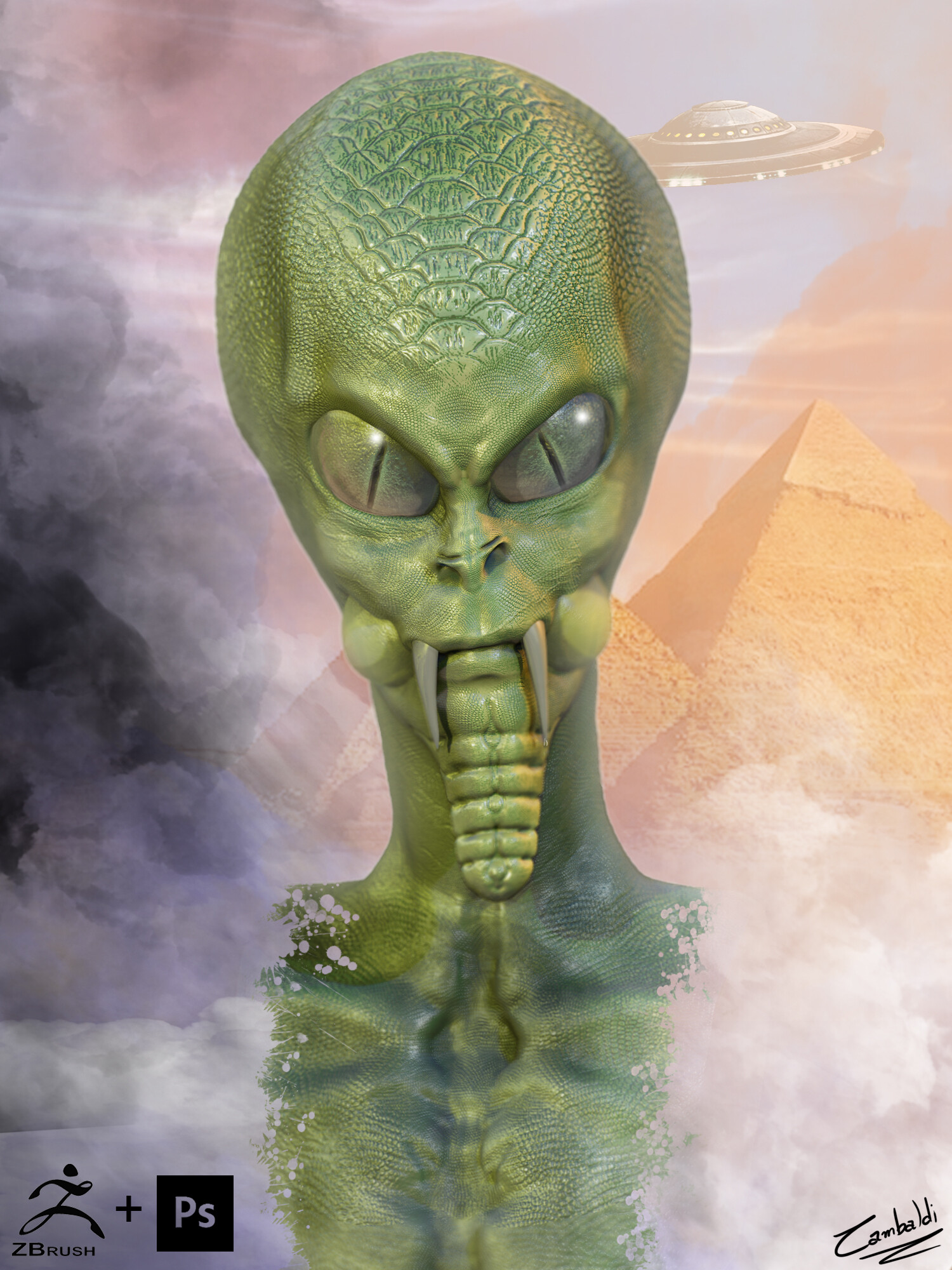 Artstation Alien Reptiliano Anunnaki Rafael Zambaldi Goncalves