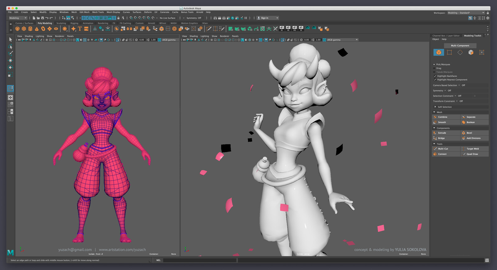Low-poly in Maya, rigged for posing