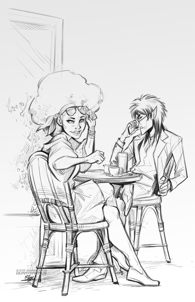 MoonlitAlien noted some time ago that with all the Good Omens going around, it would be the ideal setting for new angel and demon OCs.

Well, I see your proposition and I'll raise you one better: how about a Good Omens!Laz'wari AU instead?