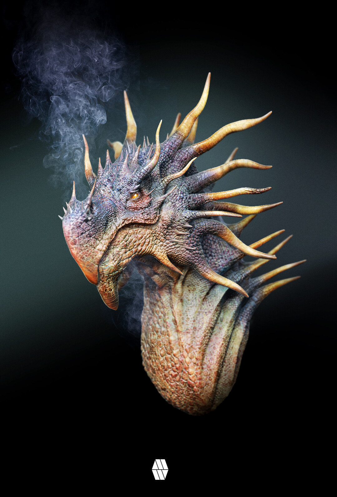 Thousand Spiked Dragon Bust -  Creature Concept 