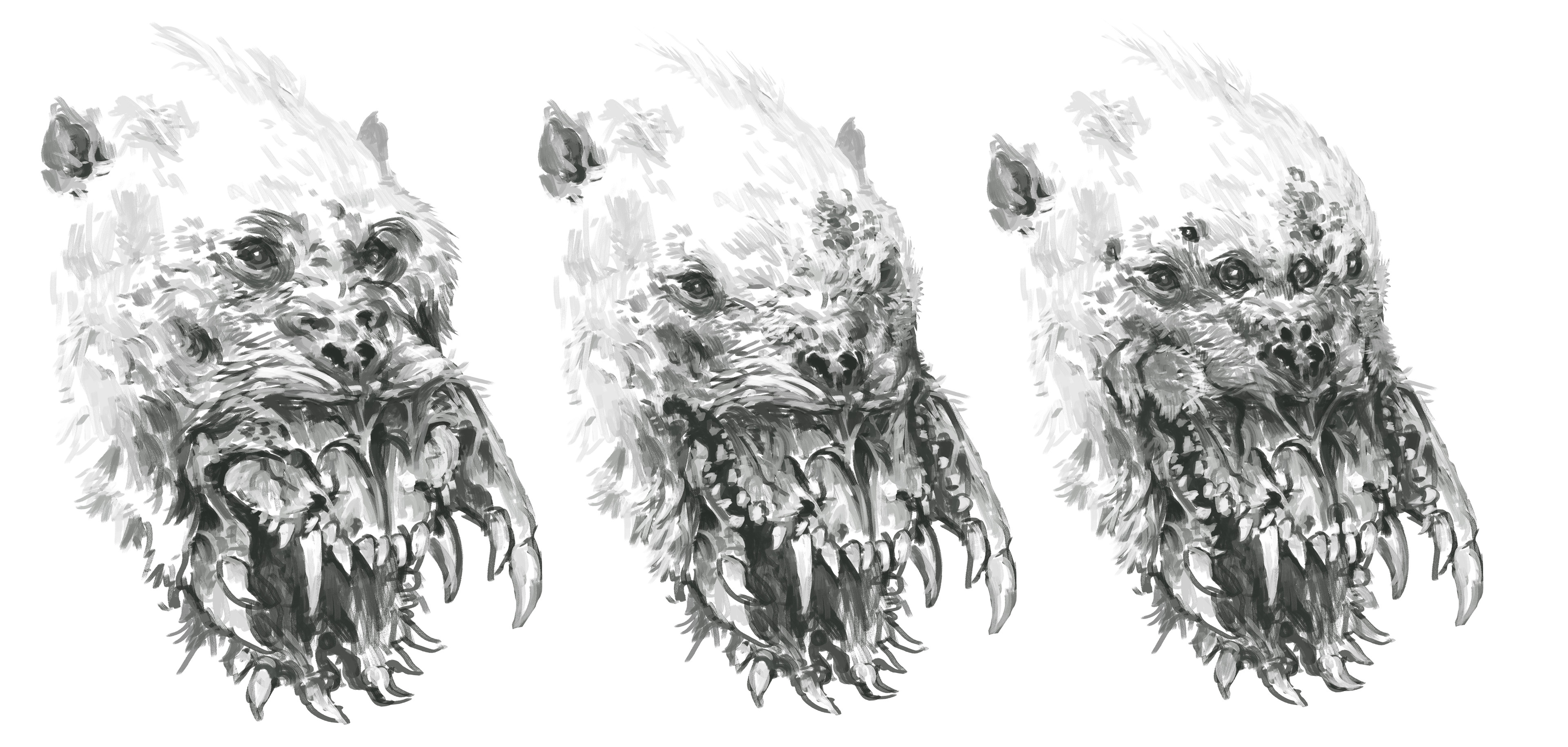 Early sketches of the design of the Cryonax's head