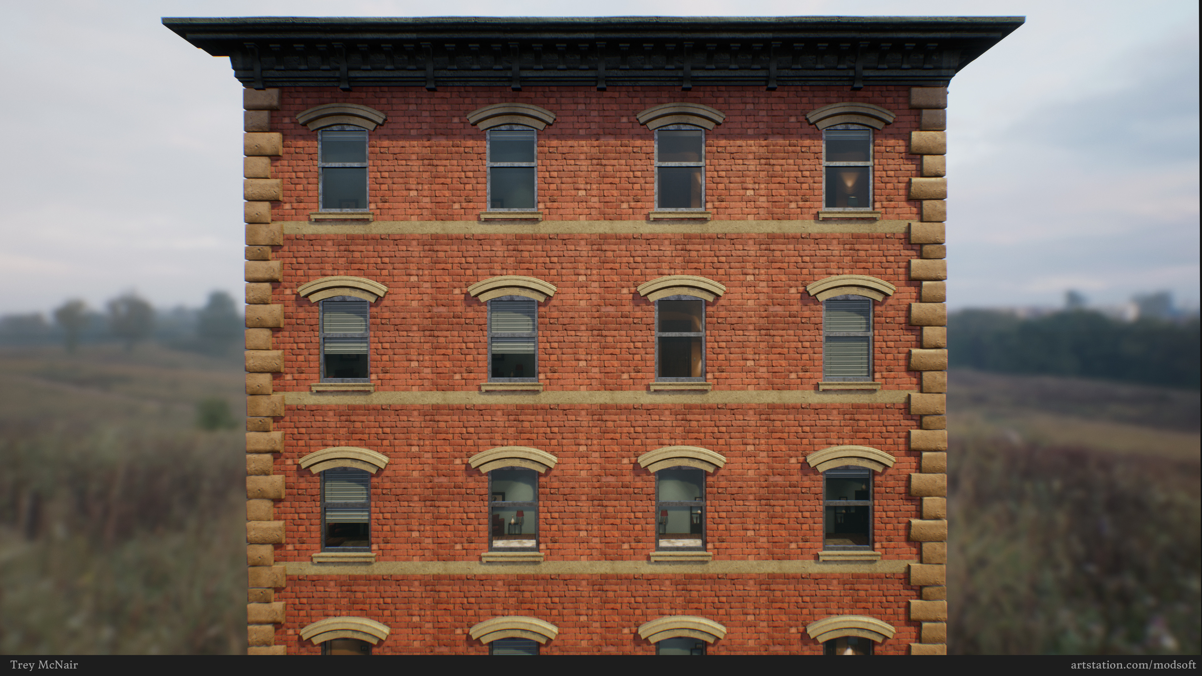 Brick building windows test