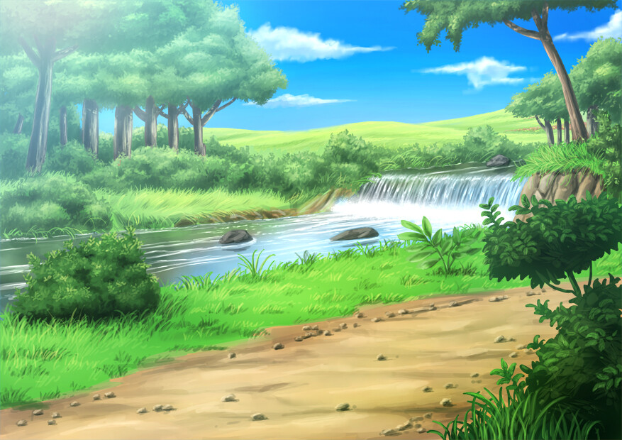 HD desktop wallpaper: Anime, River, Original download free picture #787262