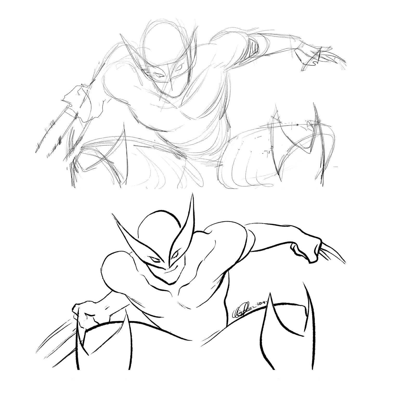 Wolverine '92 style process drawings (2019)