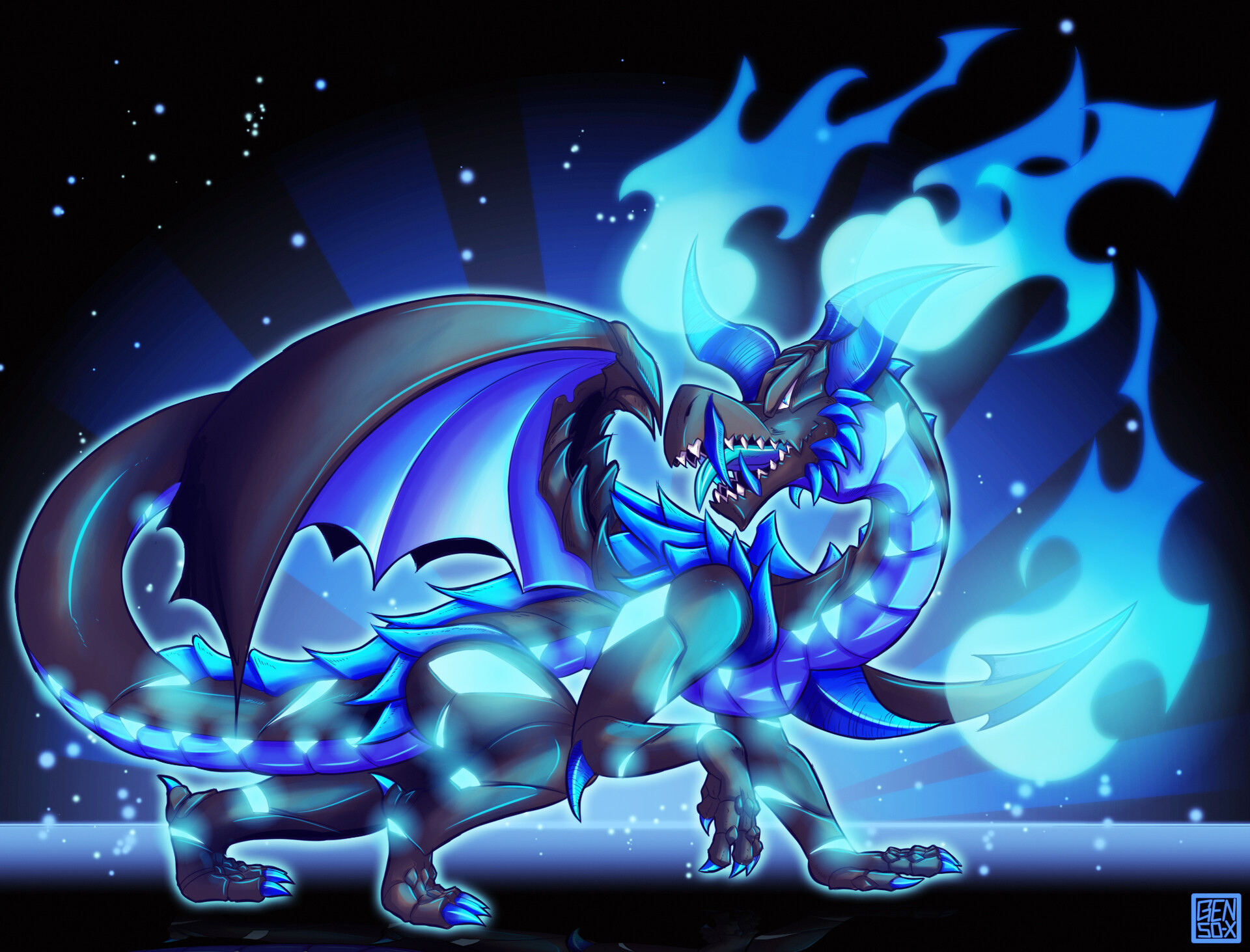 ArtStation - Blue Flame Dragon Commission