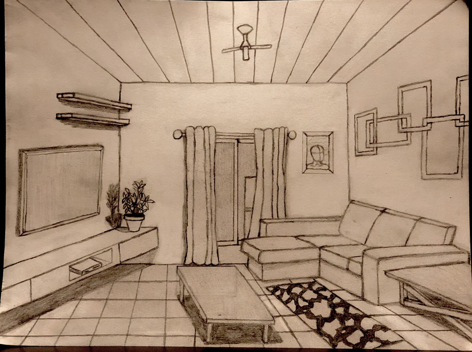 Drawing A Living Room In One Point Perspective | Americanwarmoms.org