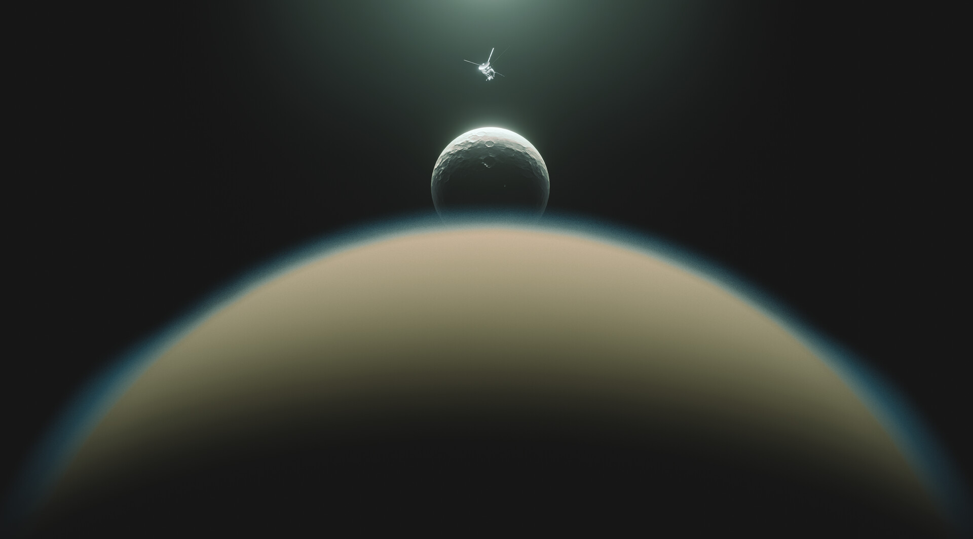 Artstation Saturn S Moons Titan And Rhea Daniel Crane